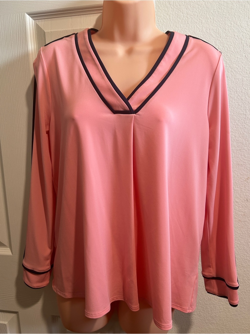 Charter Club Coral Pink Top with Black Trim